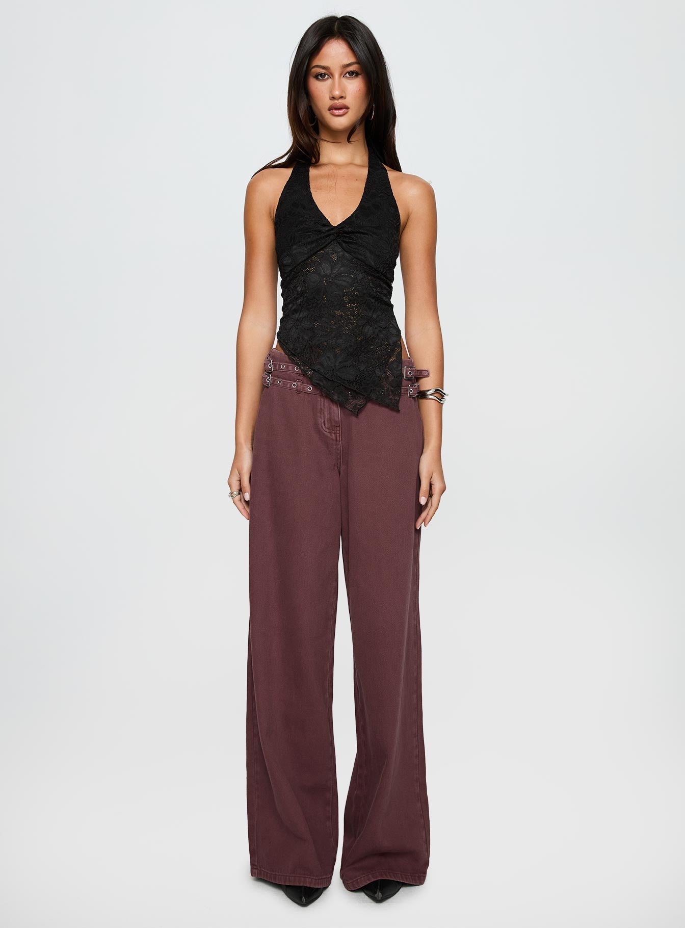 Alviera Lace Halter Top Black